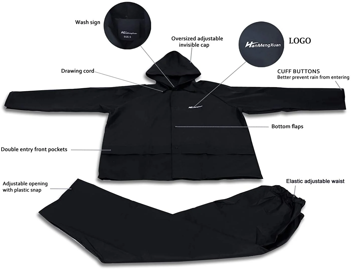 New arrival factory wholesale basic industry waterproof polyester PVC qualified working rainsuit traje de lluvia