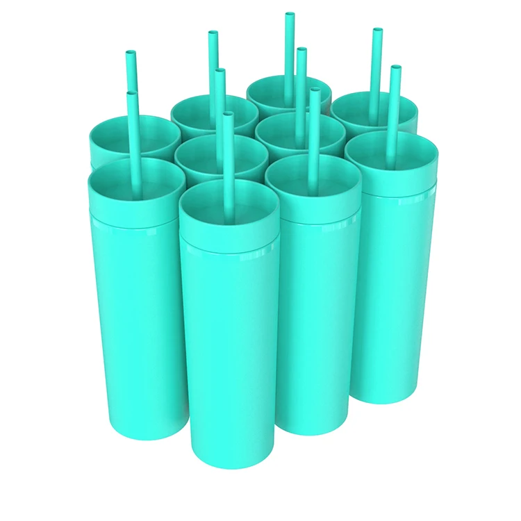 Customized bulk 16oz pastel colored acrylic cups double wall matte plastic tumblers with lids and straws