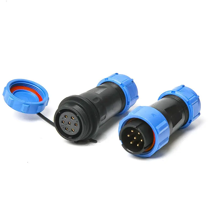 WZUMER Solder-free Waterproof Connector IP68 SP21 Pin Cable Connectors Set Male/Female Plug&socket Back Nut/Flange/Docking