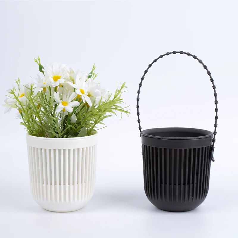 Wall hanging flower pot balcony wall succulent hydroponic plant hanging orchid flower pot wall hanging plastic small pot black