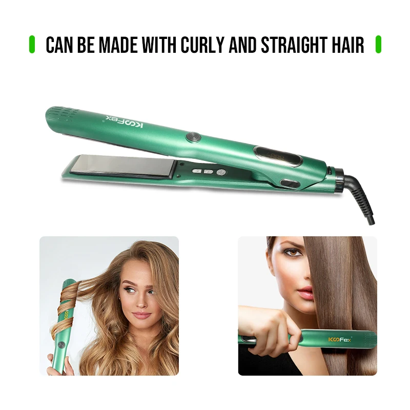 KooFex 250C High Temperature Hair Straightener 50 Million Negative lon Digital C/F Temperature Display Flat Iron