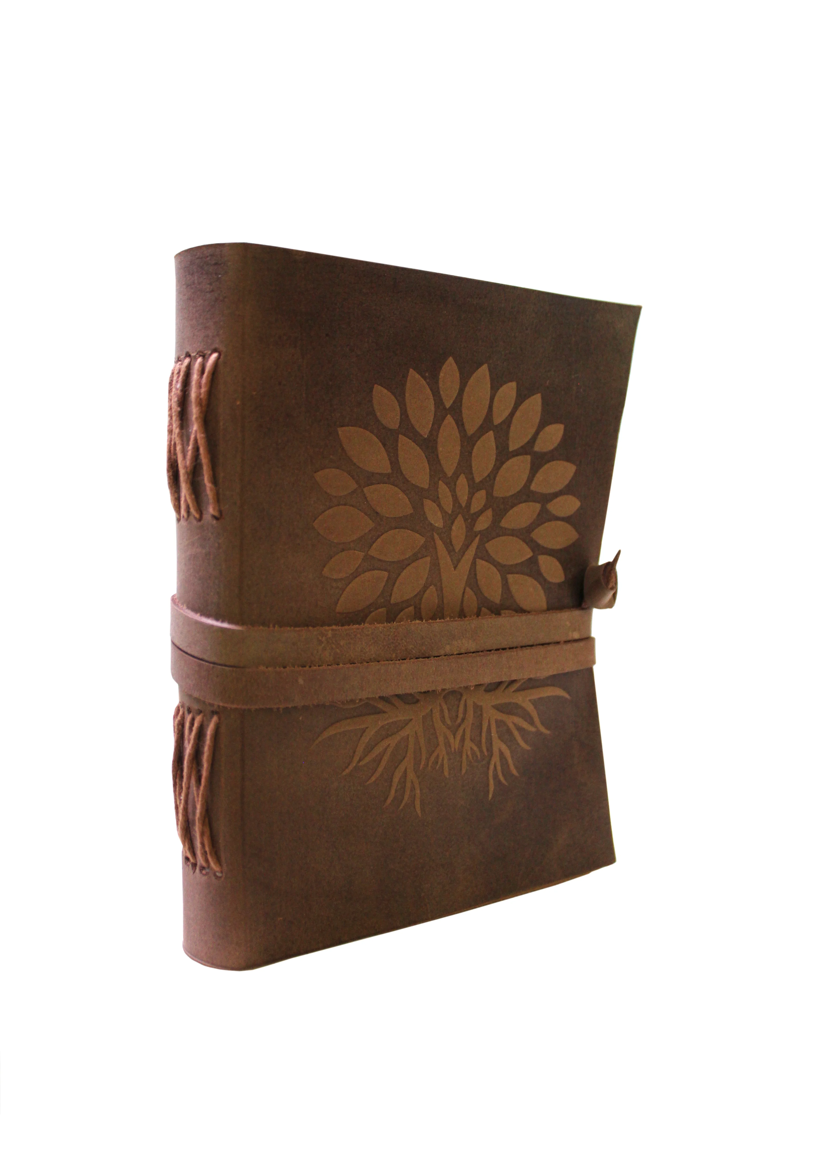 Высококачественная классическая текстура с принтом дерева с застежкой-полосой и боковой строчкой кожаные дневники ручной работы