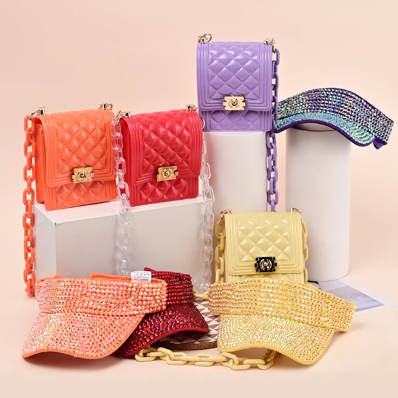 Matching Bling Hats And Colorful Jelly Crossbbody Wholesale Women Bag  2021 Silicone/pvc Handbags