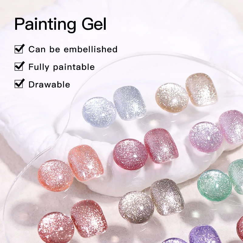 Nails Supplies Salon Semi Permanent Nail Paint Gel Polish Custom Logo Hema Free Reflective Jr Glitter Macaron Gel Polish Set