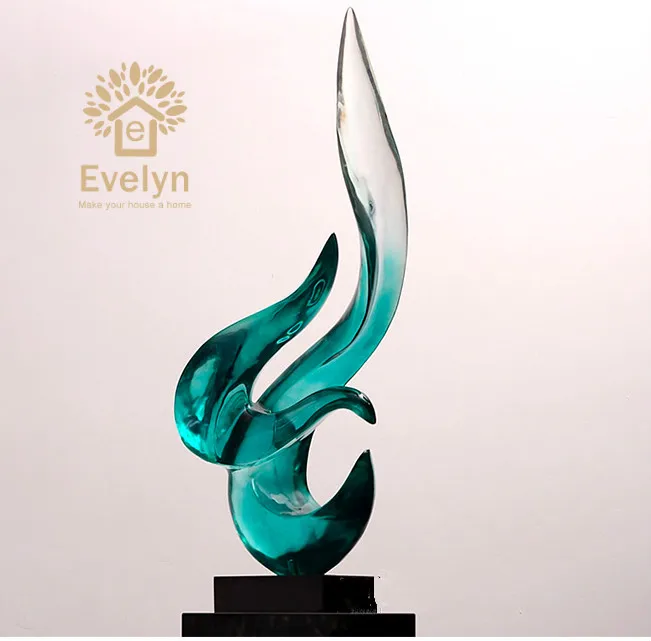 Factory supplier Decoration Light Blue Clear Resin Large Abstract Sculpture