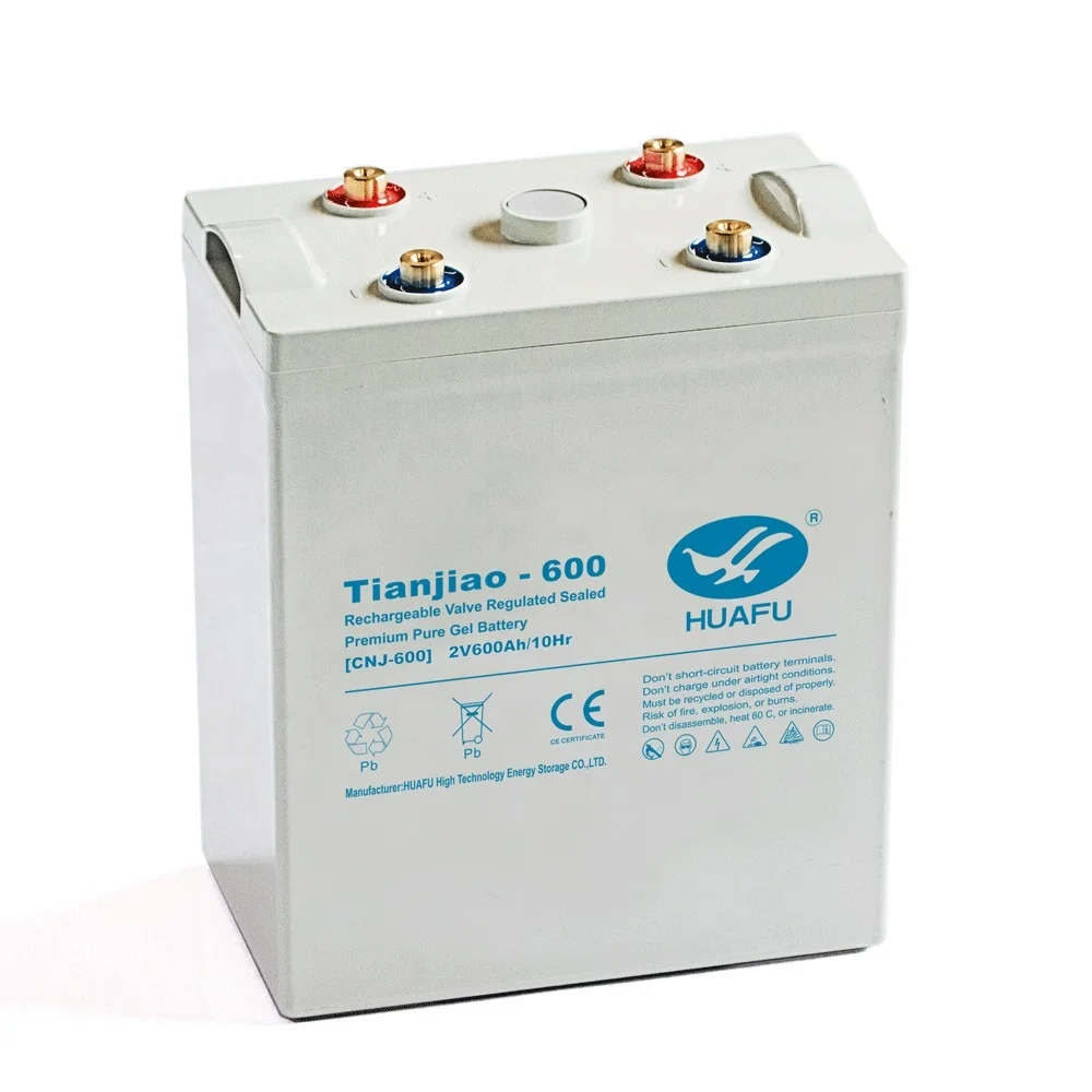 pure gel battery huafu 2v 600ah deep cycle rechargeable batteries for Solar