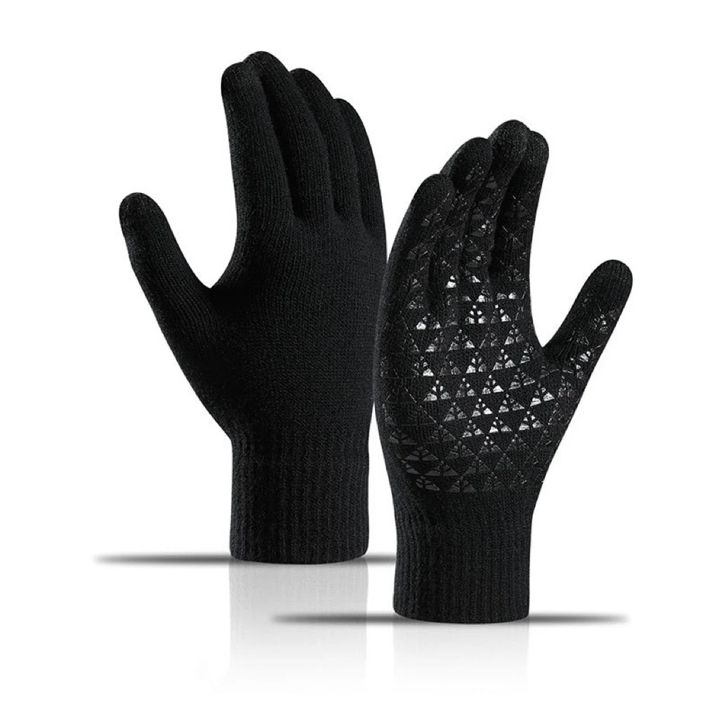 2024 New style unisex Anti Slip Cashmere Knitted Gloves Winter Warm Touch Screen Gloves Pvc Dots Non-Slip Gloves