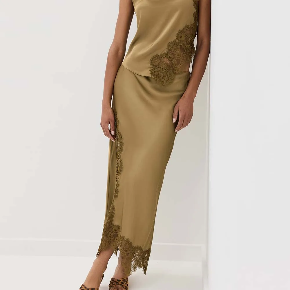 Clothing Manufacturers Custom Spring Summer Autumn elegant tight fitting lace hoollw detailed midi skirts