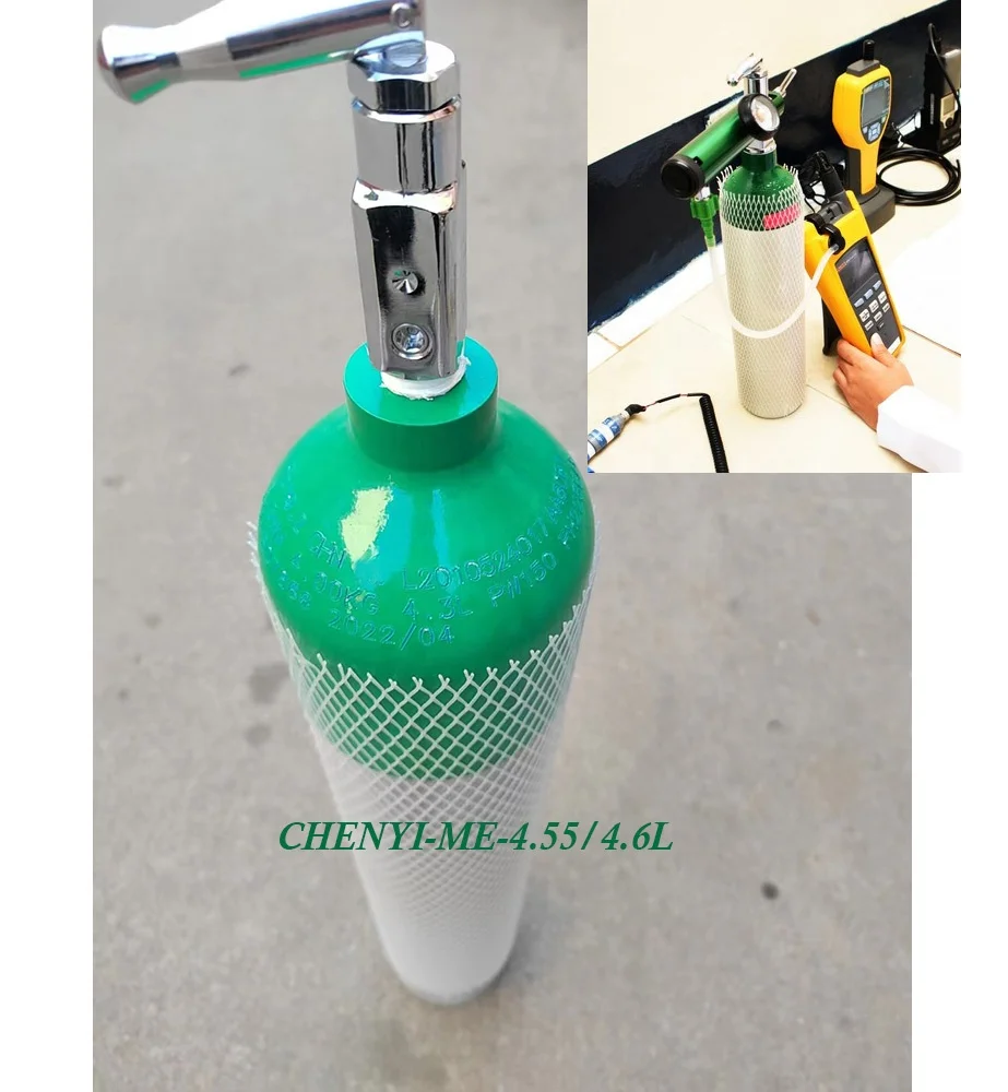 UN ISO7866 DOT3AL ME 4.55L 4.6L 5L empty medical oxygen aluminum gas cylinder with CGA870 valve