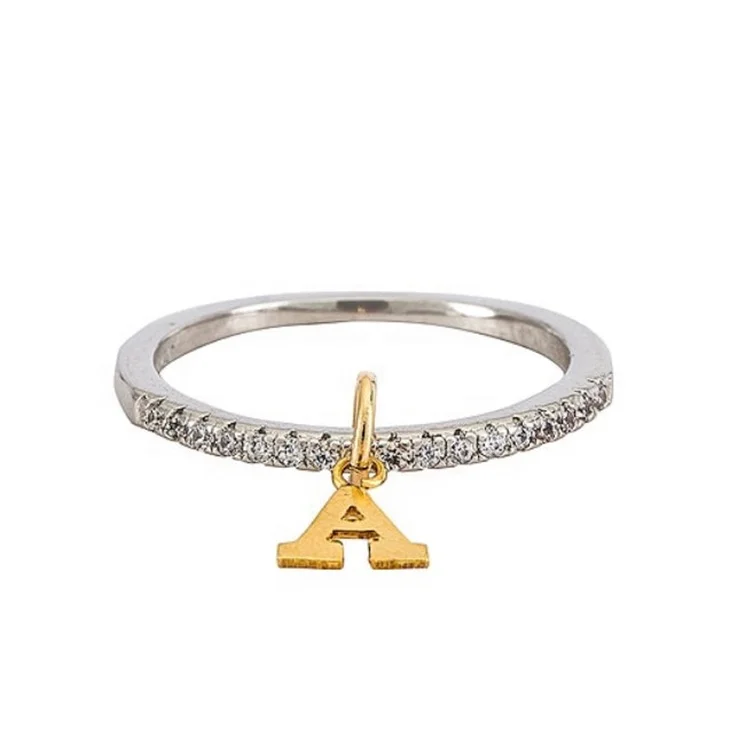 Новый дизайн 925 стерлингового серебра 14k/18K позолоченные классические модные ювелирные изделия с начальным письмом очарование CZ бриллиантовое искрящее кольцо