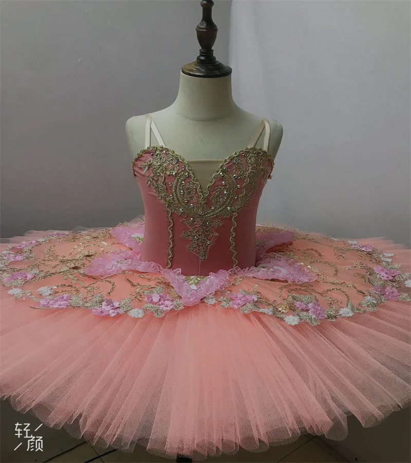 New peach velvet leotard ballet tutu Professional ballet costumes . New TUTU-31