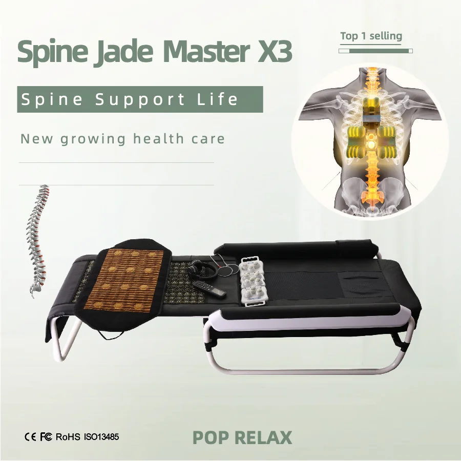 Korea Best Body Relax Spine Care Nugar Thermal Jade Roller Infrared Heating Therapy Electric Hot Relieve Spine Pain Massage Bed