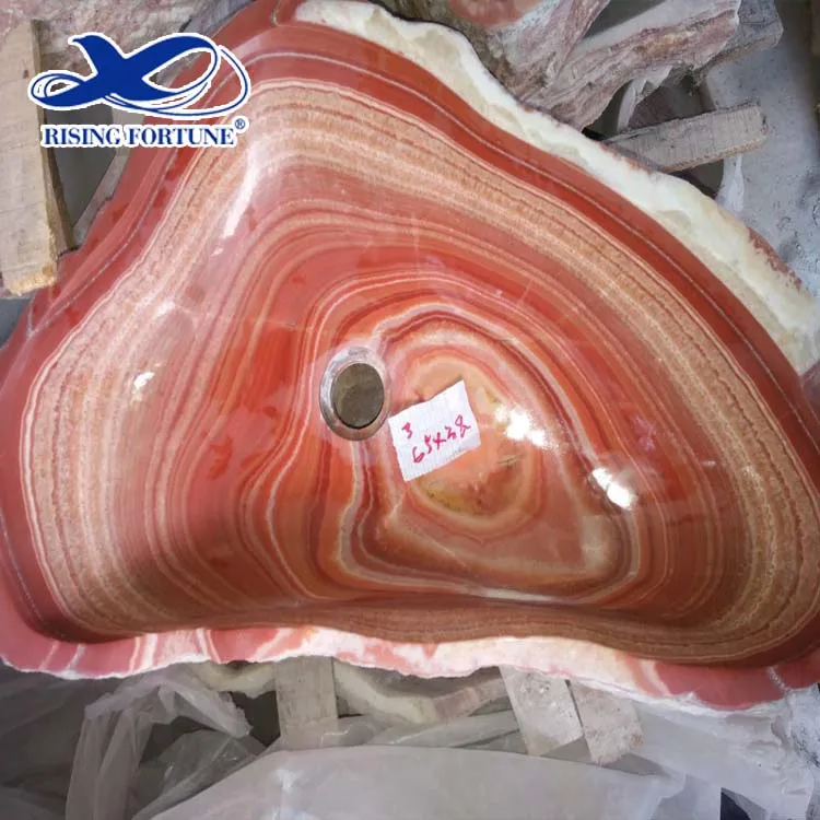 Red onyx irregular basin