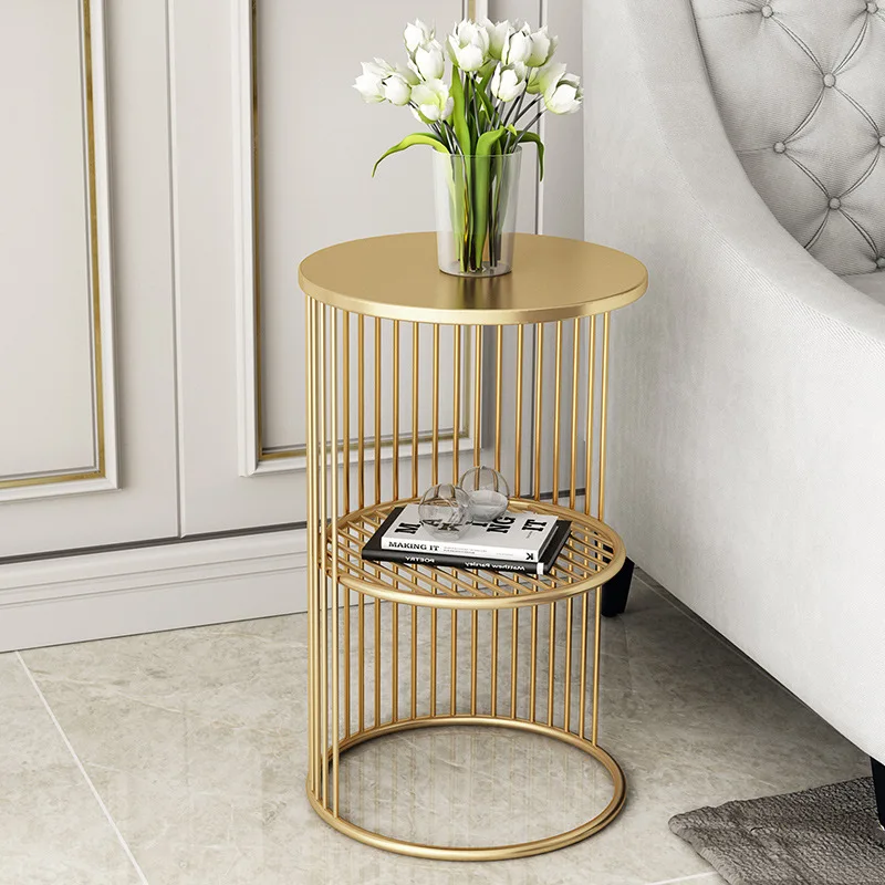 Living Room Simple Marble Golden Side Tables Home Furniture Modern Gold Stainless Steel Frame Luxury Nighstand Bedside Table