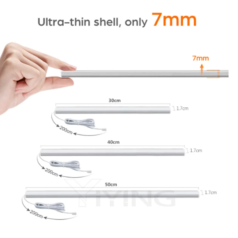 Hand scanning sensor cabinet lamp 12v body sensor LED hard light bar wardrobe smart expert scanning lamp thin night book lamp.