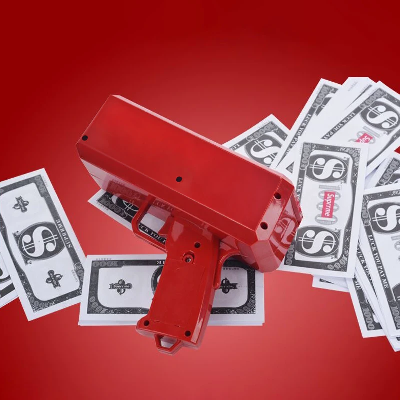 OEM LOGO Color Amazon 2021 Promotional Money Spray Gun Cash Gun Gold Plated Chrome Golden Money Gun/