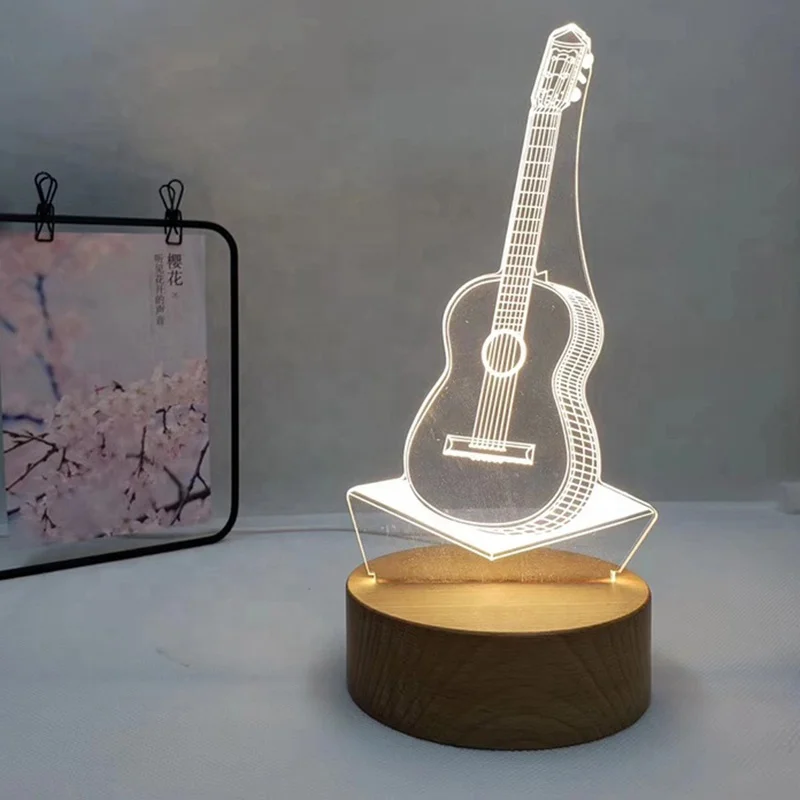 Acrylic Round 3d Led Moon Battery Powered Wooden Night Light Base For Lamp