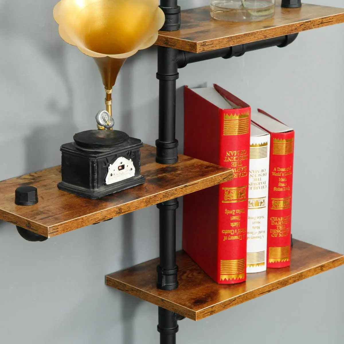 3/4 inch black cast iron pipe fittings 4 holes floor flange for decoration Wall Mounted Metal Floating Shelves