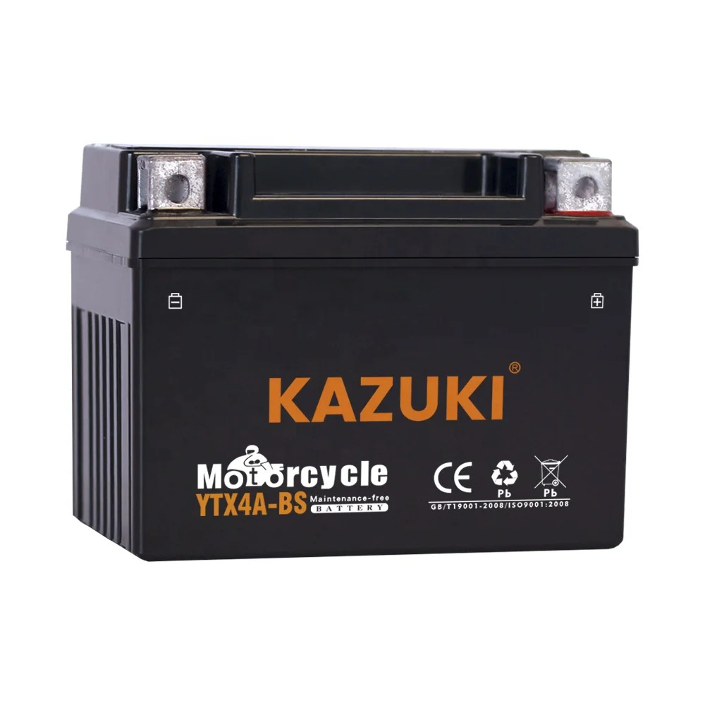 KAZUKI Wholesales Long Cycle Life Motorcycle accessories baterai sepeda motor12V4AH YTX4A Gel Motorcycle battery