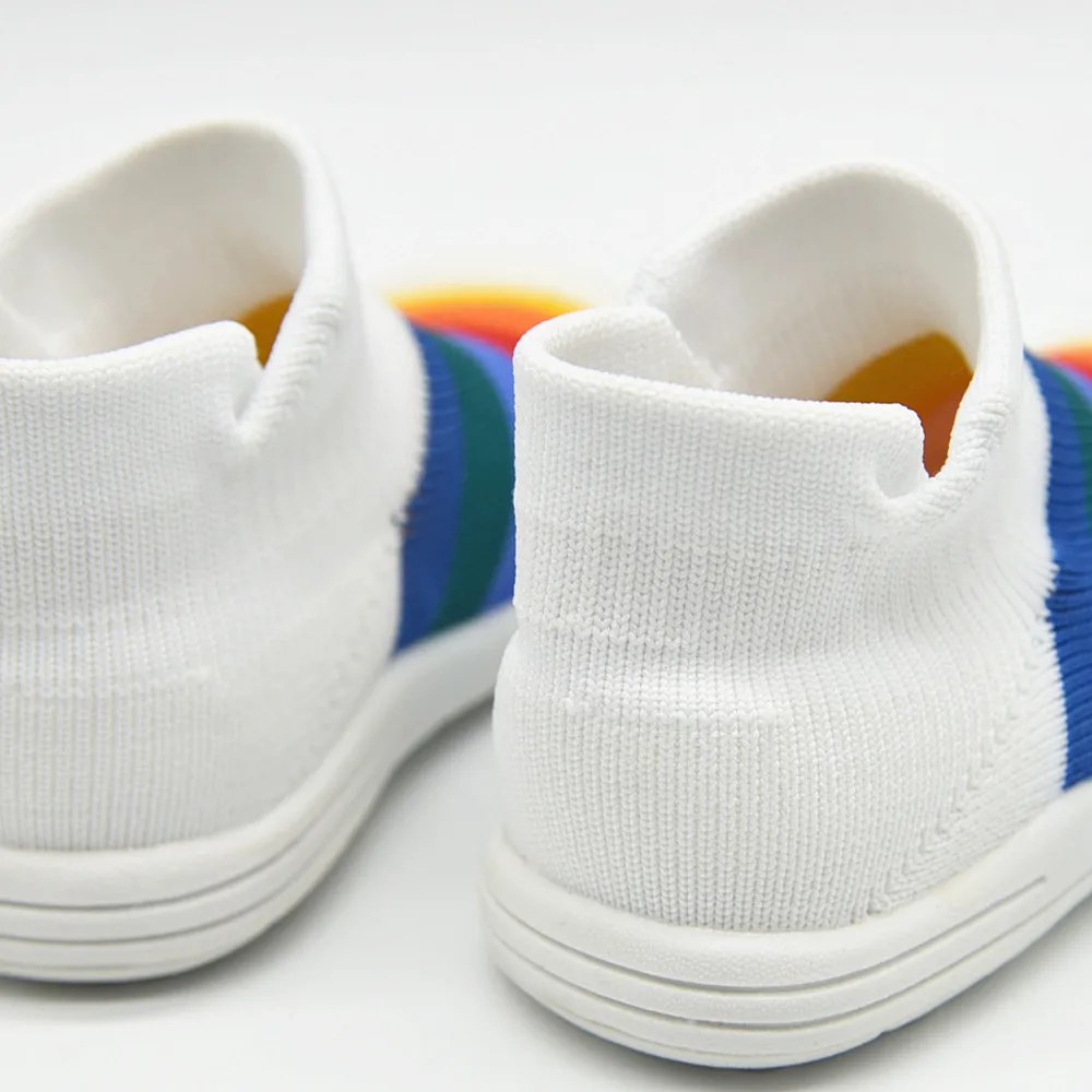 Детская обувь, вязаные кроссовки в полоску, повседневная детская обувь для мальчиков и девочек