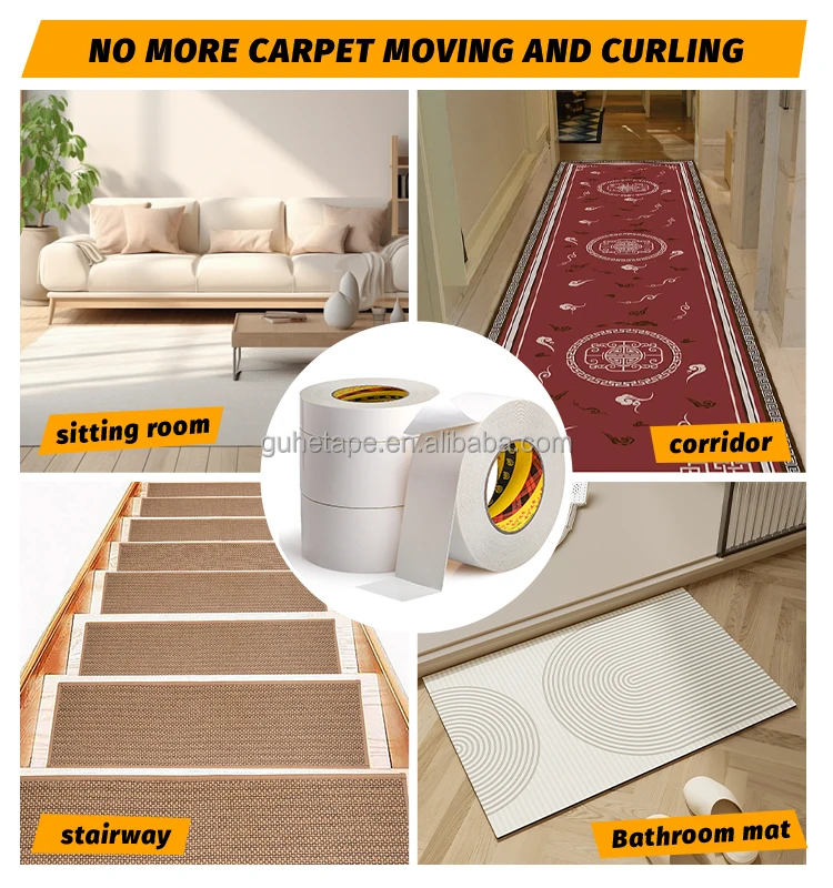 Carpet Tape Hardwood Floors 2 in x10 yds No Residue Rug Tape Strong Double Sided  Heavy duty Rug  on Carpet  Tape  Stay in Place