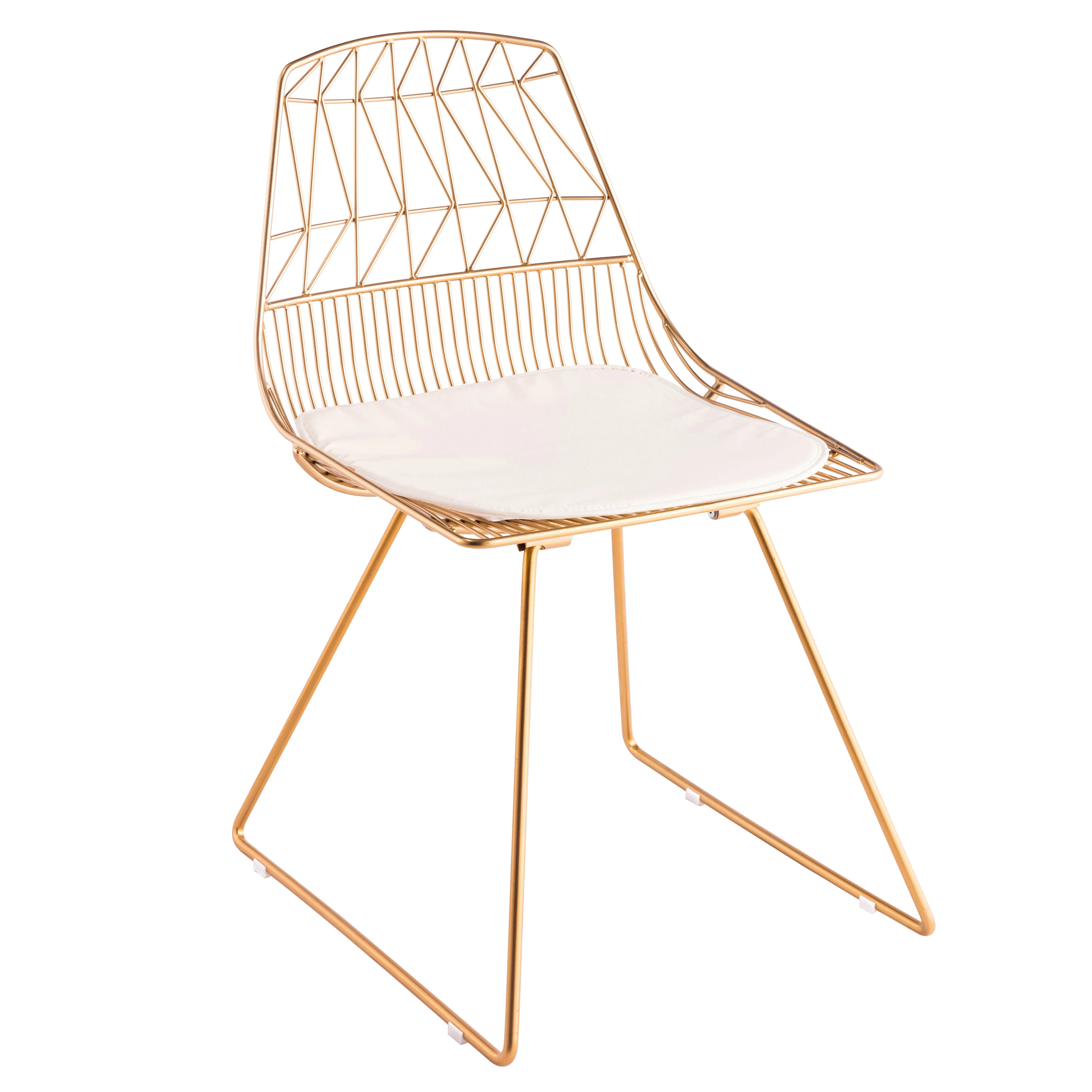 Customized European Style Garden Outdoor Lounge Patio Furniture Soft Dining Living Room Wire Metal Gold Chairs For Sale