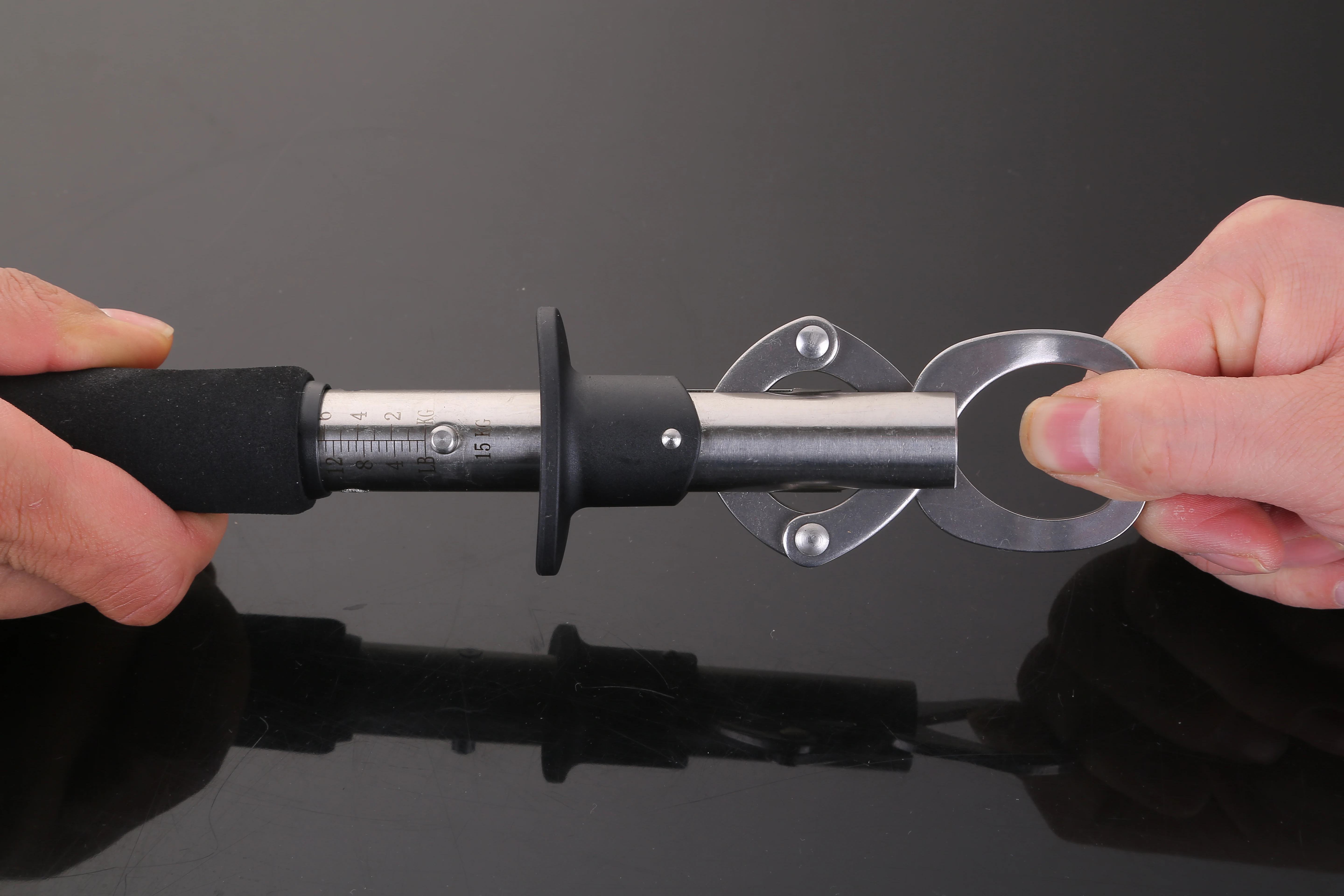 Fish Lip Gripper with Digital Scale Water-Resistant Lip Grip with Tape Measure Stainless Steel Fish Grabber with Weight Scale