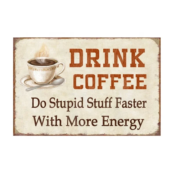 Antique style metal coffee cup wall art for shop /house decor