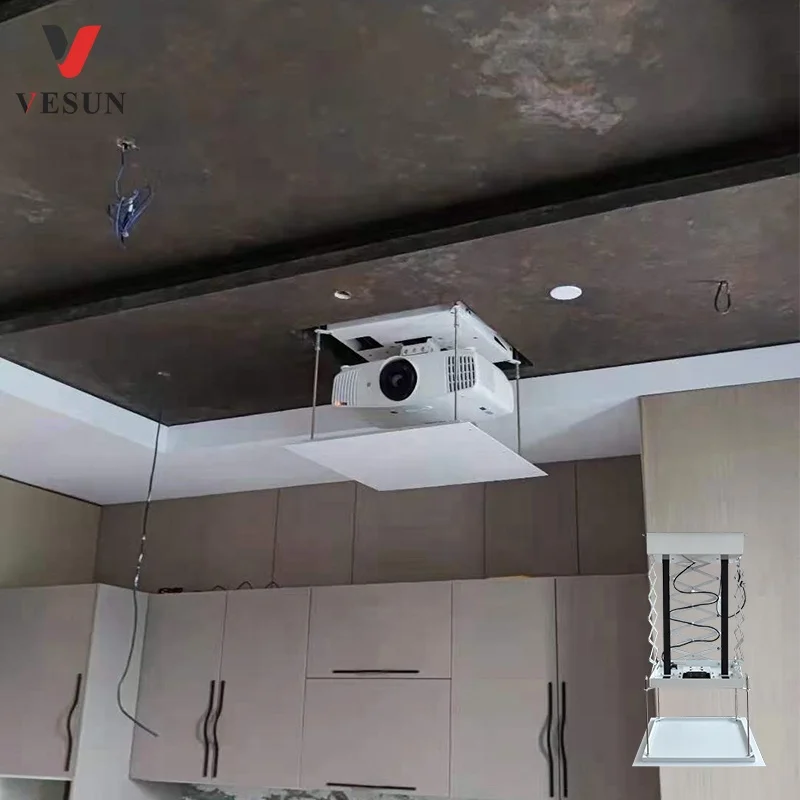 Custom Height Projector Lift Motorized Ceiling Projector Bracket Projector Hidden Lifter Adjustable Wireless Control