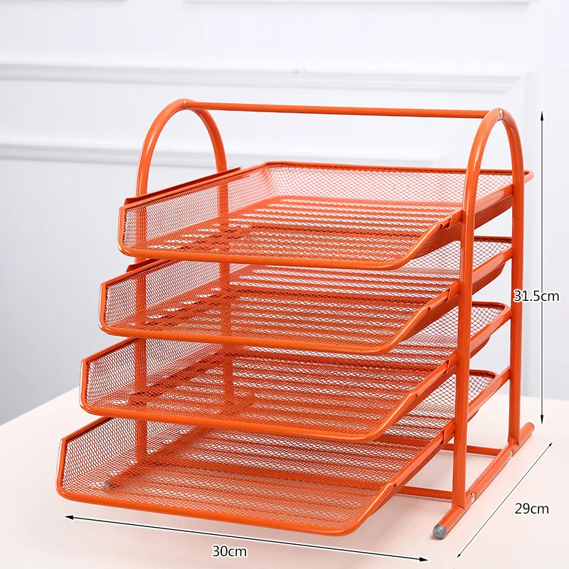 Office Desktop Mesh Storage A4 Paper File Tray 4 Tier Metal Black File Document Organizer File Paper Letter Tray Document Tray
