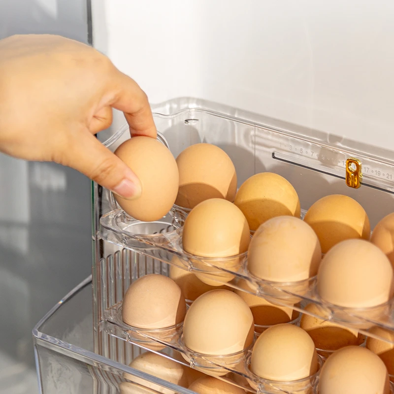 Cheap Hot Sale Kitchen Flip Organizer Box for Eggs 30 Grids Portable Egg Storage Rack Egg Bins