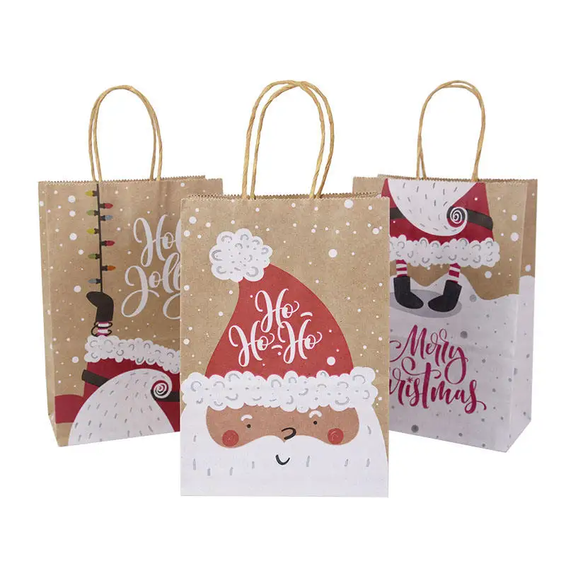 Merry Christmas Paper Gift Bags for Christmas Snack Clothing Present Box Packing Xmas Bag