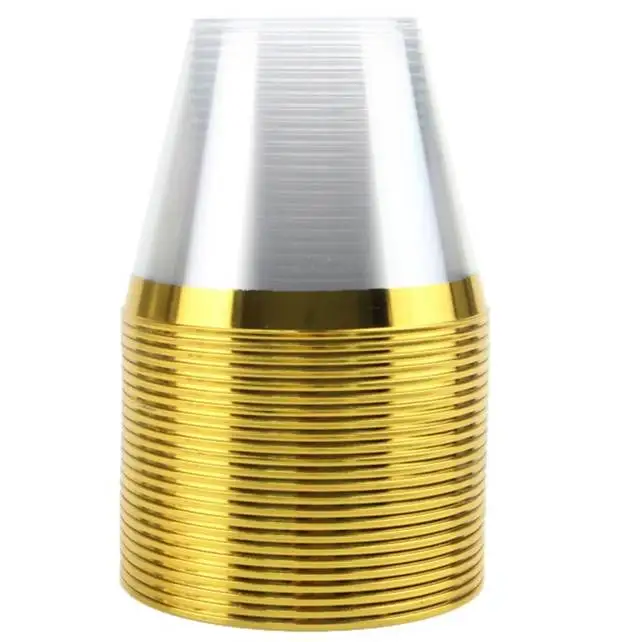 Factory supply Fancy Gold Rim 9 10 12  14 16 oz Clear Rose Rimmed PS Disposable Plastic Cups for Wedding Party