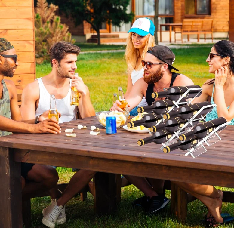 acrylic Acrylic Liquor Bottle Display LED Shelf - 2 Step Multicolor Lighted Bar Stand 16 inch