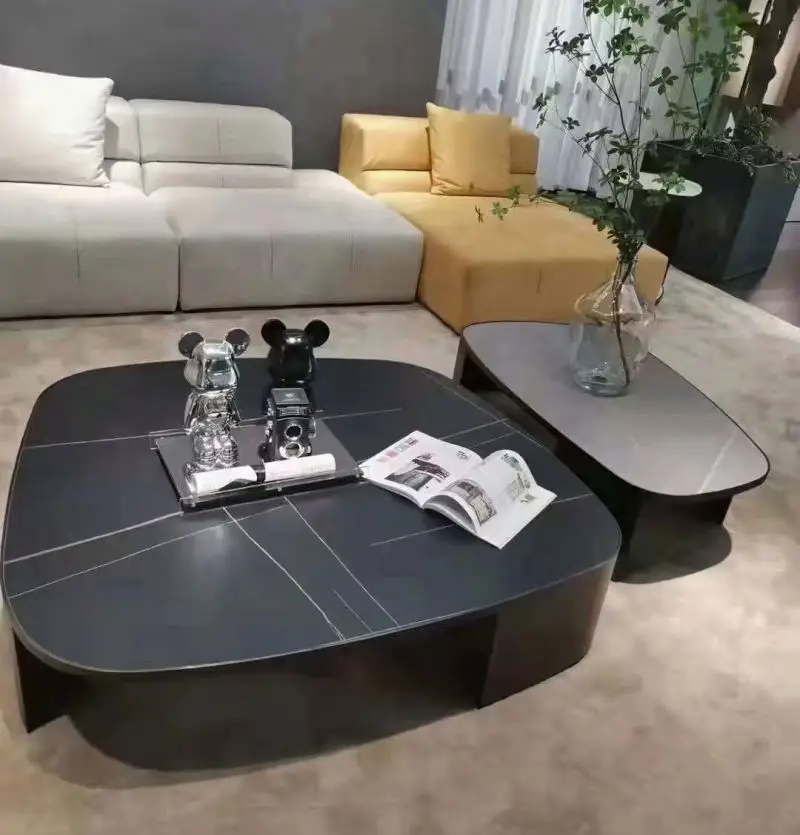 2024 Italy Popular New Coffee Table, Shaped Coffee Table, Stainless Steel Base