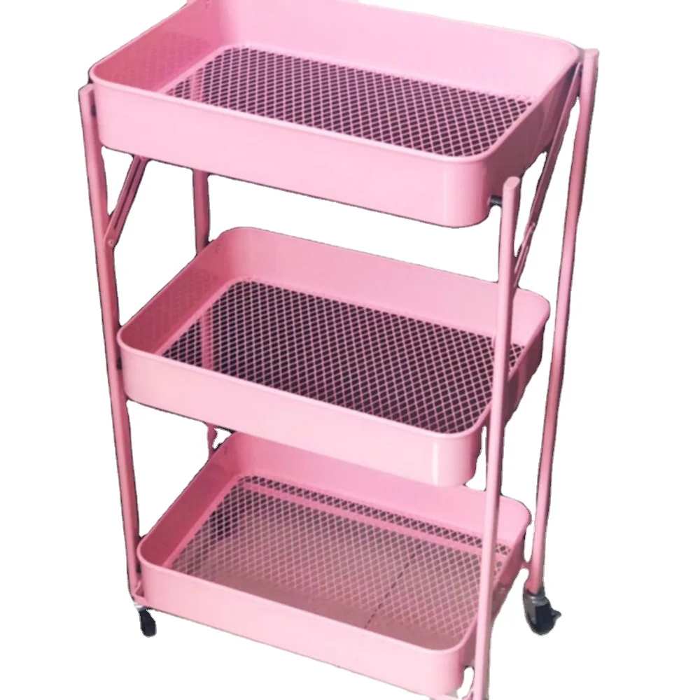 Bathroom 3 tier stainless steel shelves trolley utility storage rolling carts metal kitchen trolley