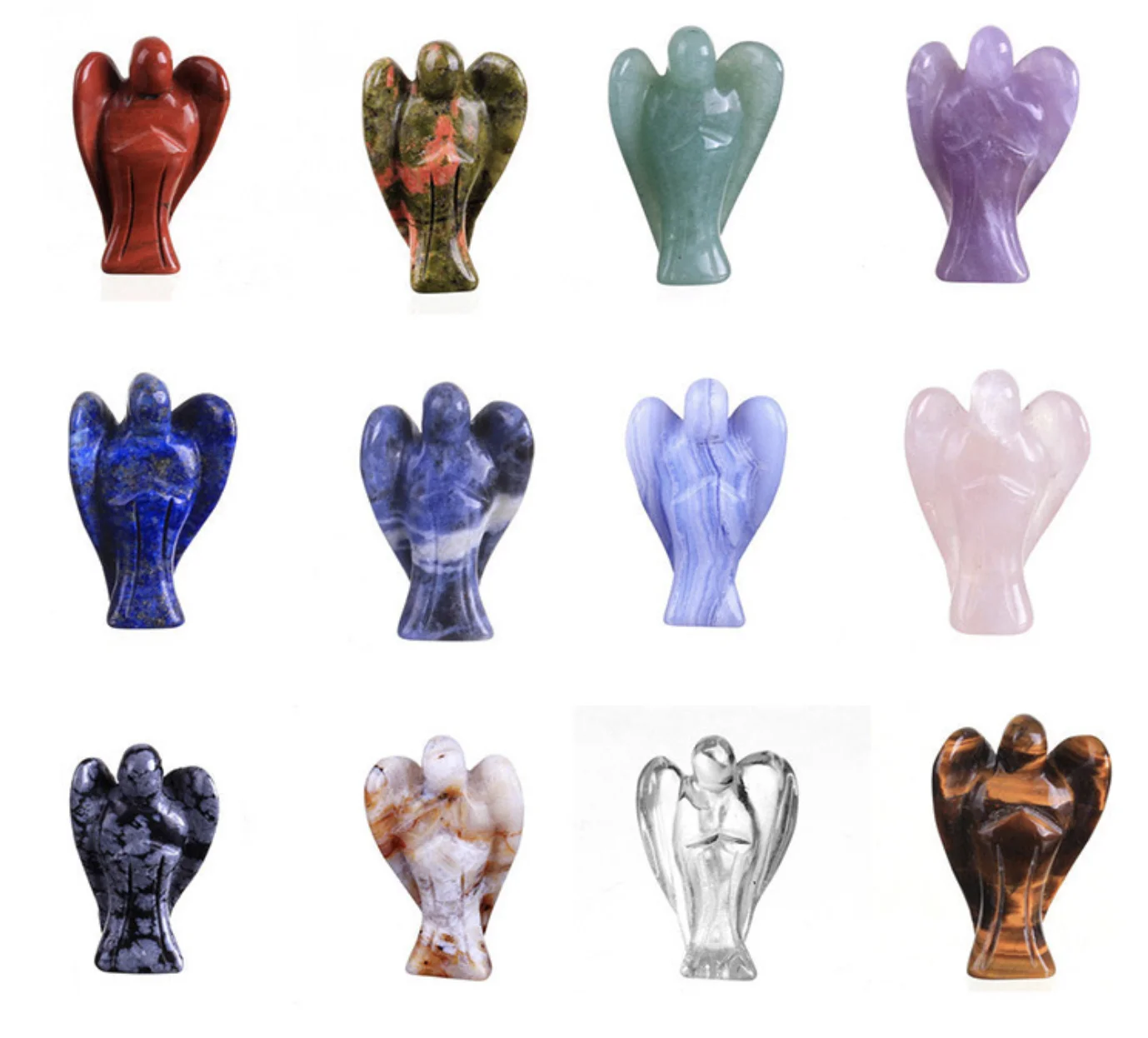 Rose Quartz Natural Jade Crystals Angel Crystal Figurines Gemstone Angels
