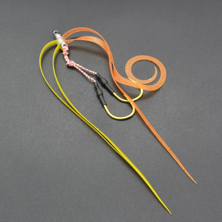 Handmade Fishing Silicone Rubber skirt With Jigging Assist Hook fishing accessories tackle slider jig hook