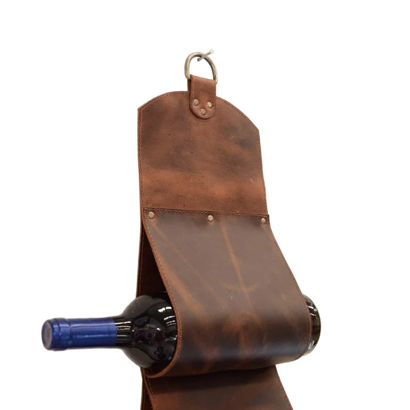 Настенный держатель для бутылок и пива, из натуральной кожи