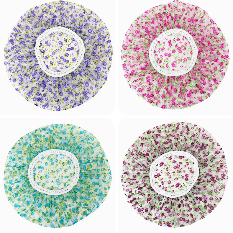 Wholesale double waterproof shower cap woman bath cap custom