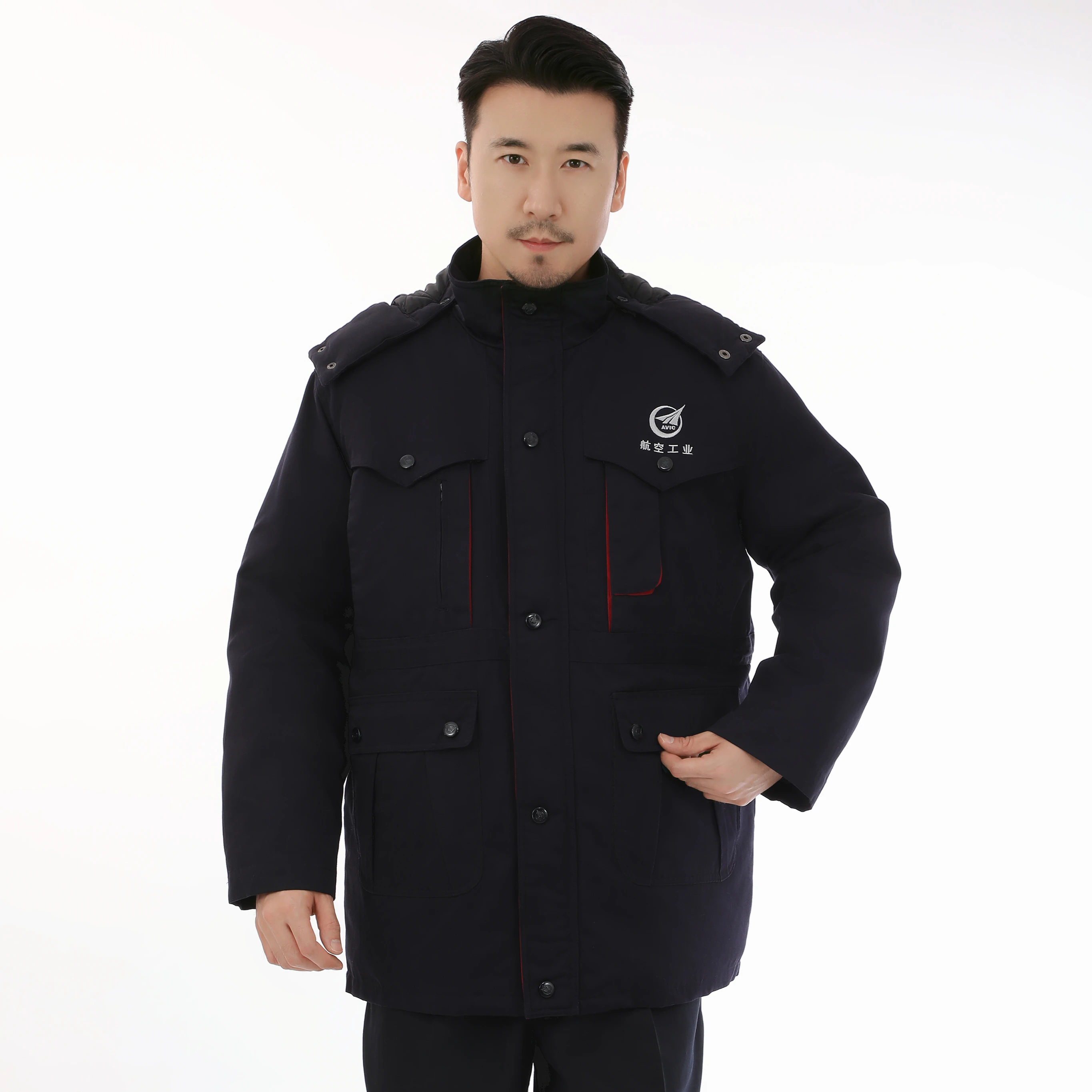 Customized Winter Warm Uniform Suit with Detachable Hood for AERO Industry
