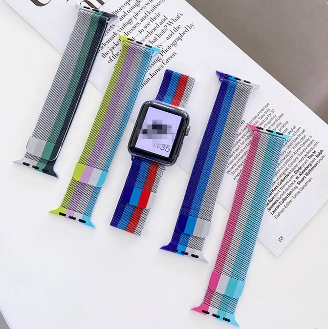 nes More color Milanese Loop Stainless Mesh Steel Watch Strap For iWatch, Magnetic Wrist Band For Apple Watch SE 6 5  38 42 44mm