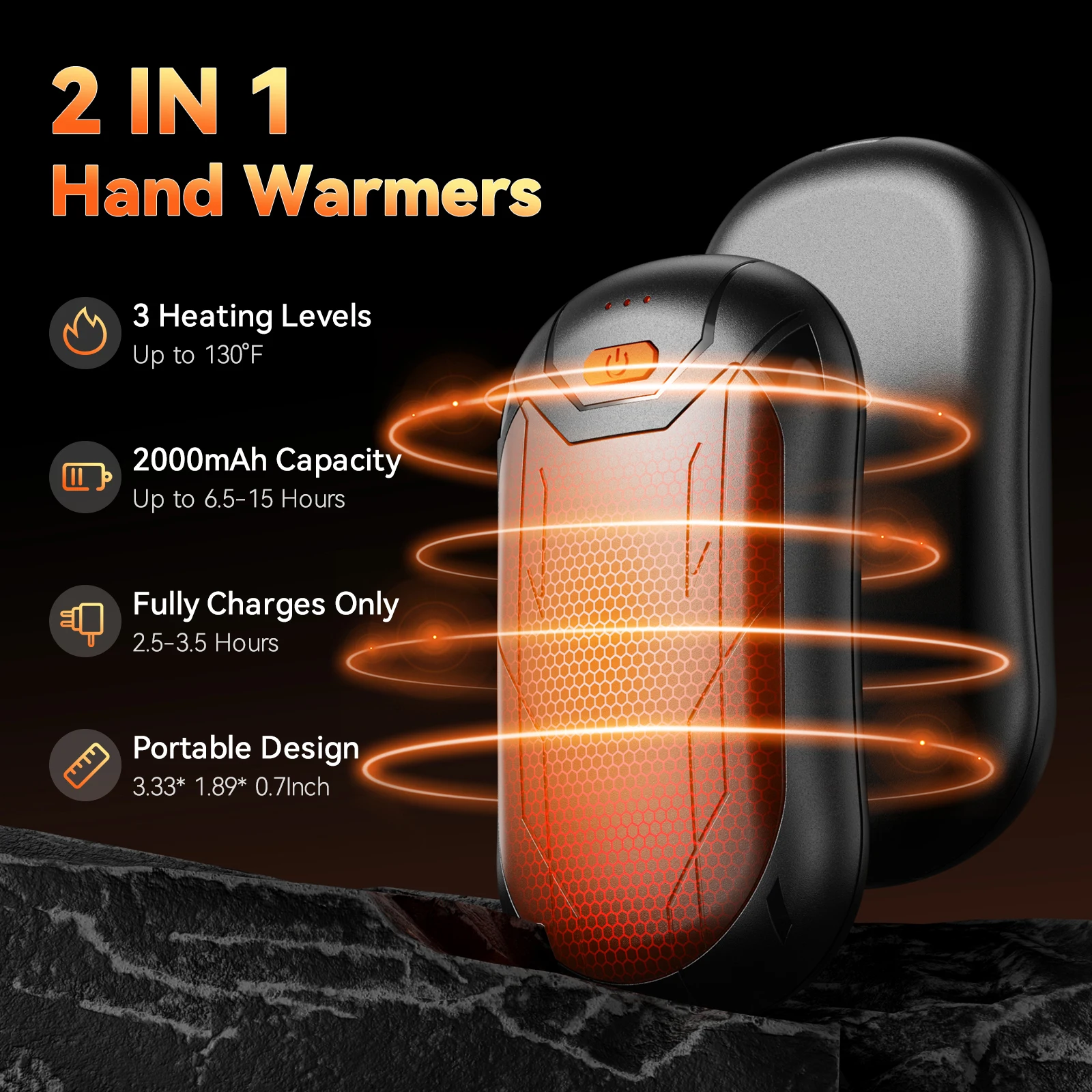 Factory Wholesale OEM 2000mAh Capacity Mini Split Magnetic 3 Heating Lvevls Type-C Charging Self Heating portable hand warmer