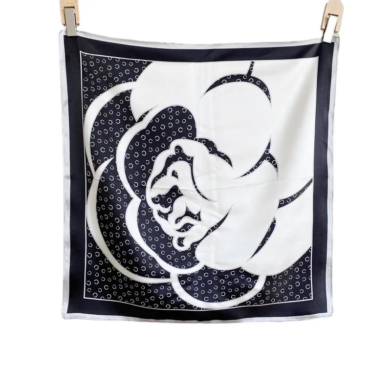 Женский квадратный шарф из натурального 100% шелка, с принтом в виде Розы, 70 Х70 см