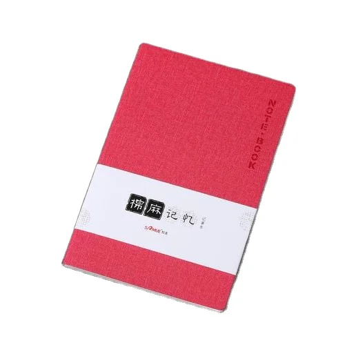 B6 linen PU leather soft cover red notebook journal notepad