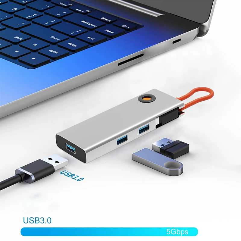 New design 4 IN 1 type c hub 4 port usb hub converter laptop docking station adapter USB 3.0 ports and RJ45