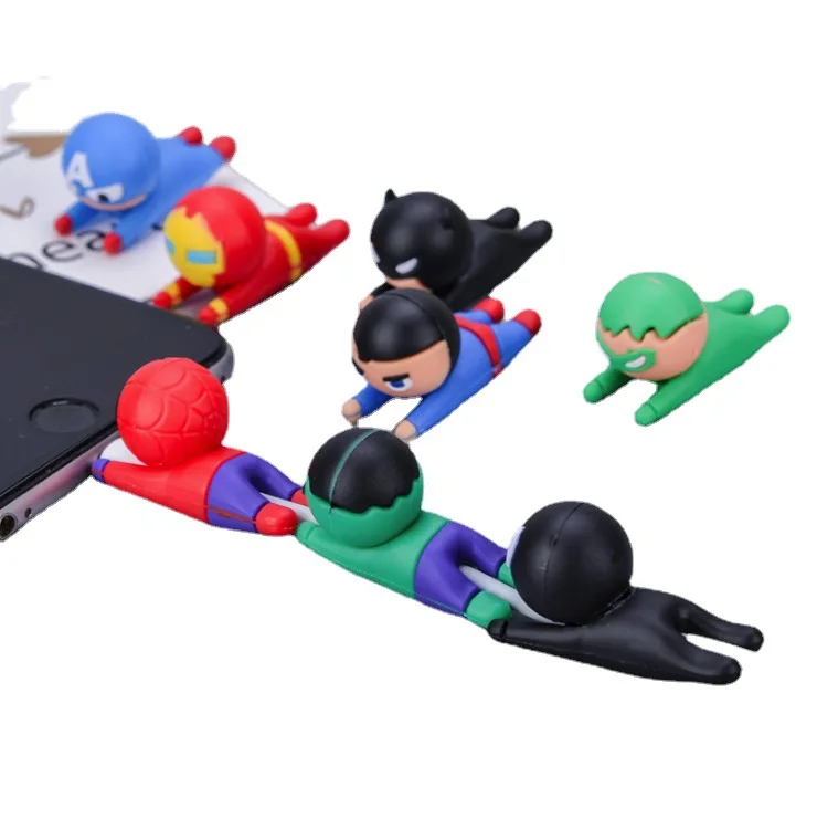 Creative Hero Series Cartoon Bite Data Line USB Charging Cable Protector Mobile Phone Accessories Silicone Protective Sleeve