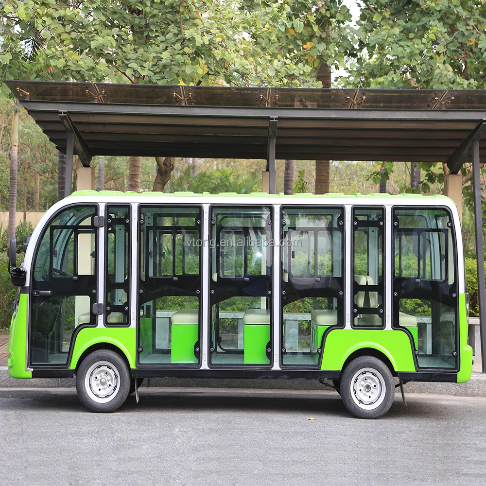 Hot Sale LVTONG 72V Enclosed Sightseeing 14 Seat Bus Electric With Lithium battery