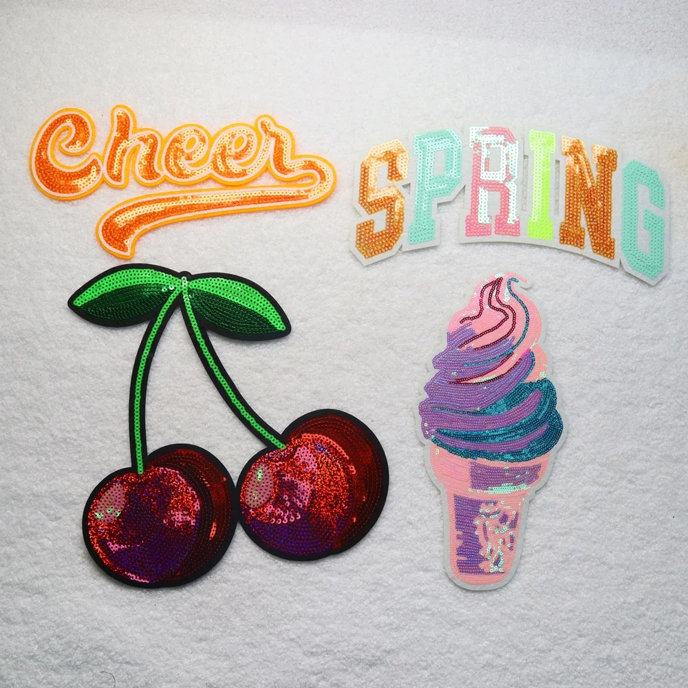 Wholesale Custom Sequin Spooky Season Ghost Patches Iron On Halloween Ghost Pumpkin Sequin Patches Embroidery For Clothing