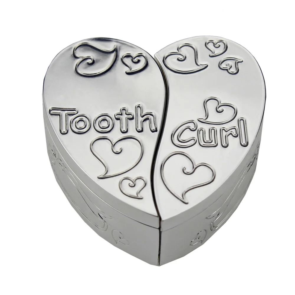 
Silver heart shape teeth box cute heart on the box for baby best christmas gifts kids birthday present 